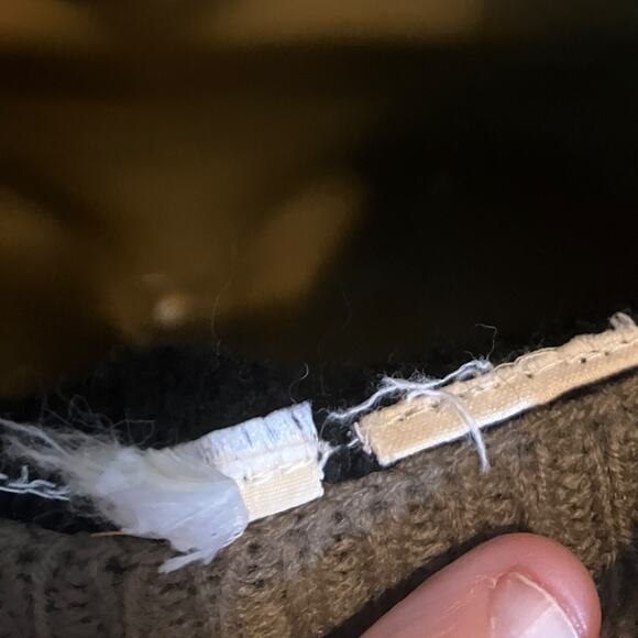 Vintage Striped Knit Sweater Neutral Earth Tones V-Neck Size L - Picture 9 of 9